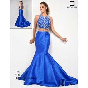Lucci Lu Two Piece Grad Prom Dress 8163 Royal Blue